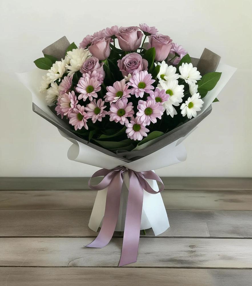 Букет цветов из: Хризантемы и Розы в Федоровском