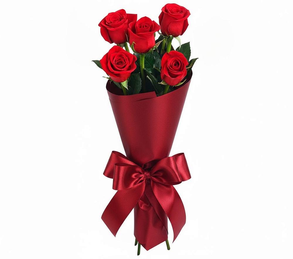 Букет 5 Красных роз Эдлесс Лав в Федоровском