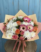 Букет цветов из:  Розы, Герберы и Хризантемы в Федоровском