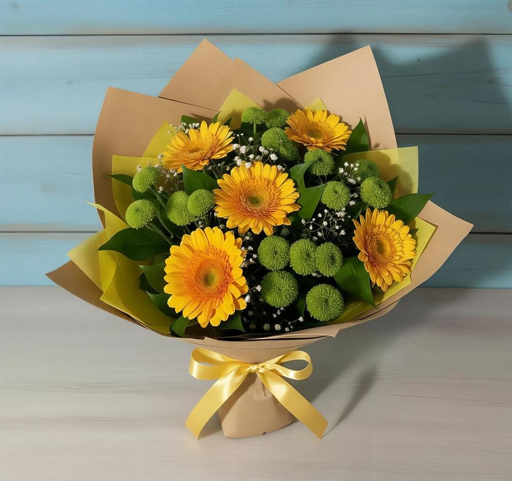 Букет цветов из: Герберы и Хризантемы в Федоровском