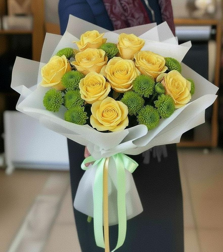 Букет цветов из: Хризантемы и Розы в Федоровском