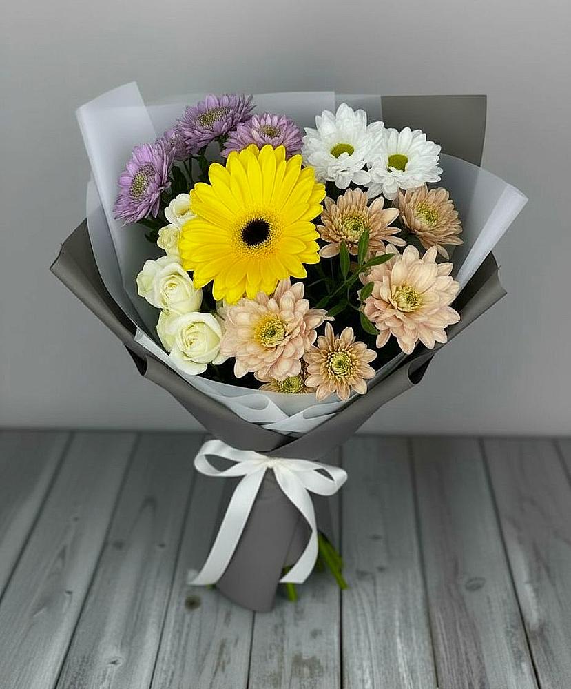 Букет цветов из: Розы, Герберы и Хризантемы в Федоровском