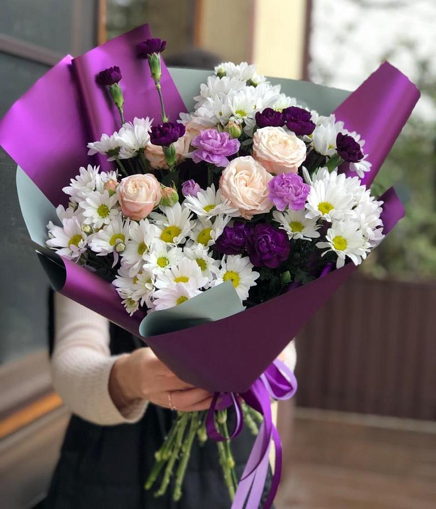 Букет цветов из: Хризантемы, Гвоздики и Розы в Федоровском
