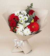 Букет цветов из:  Розы, Хризантемы, Герберы и Лилии в Федоровском