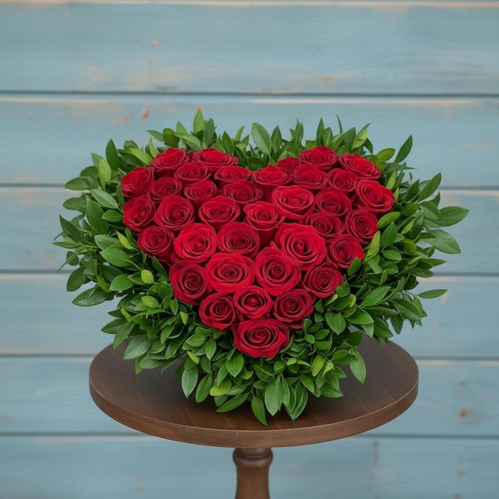 Цветочная композиция из Розы в виде сердца в Федоровском