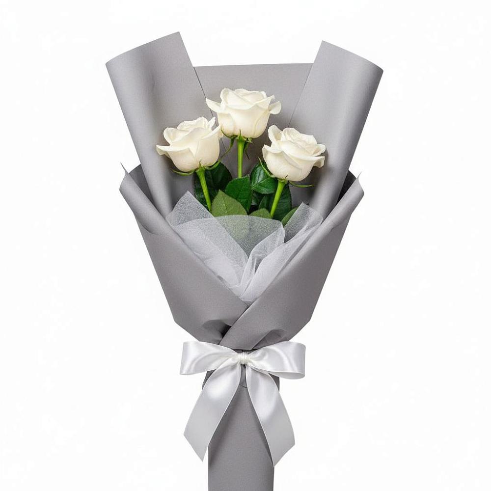 Букет 3 белые розы в Федоровском