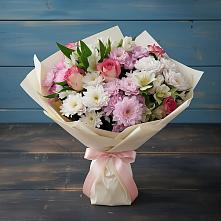 Букет цветов из:  Хризантемы, Альстромерии и Розы в Федоровском