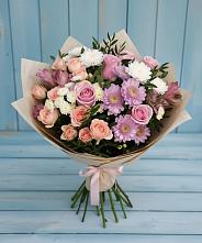 Букет цветов из:  Хризантемы, Розы и Альстромерии в Федоровском