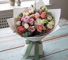 Букет цветов из:  Розы, Лизиантусы и Гвоздики в Федоровском