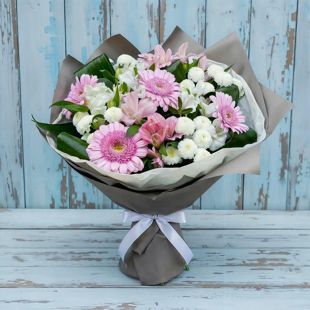 Букет цветов из: Герберы, Альстромерии и Хризантемы в Федоровском