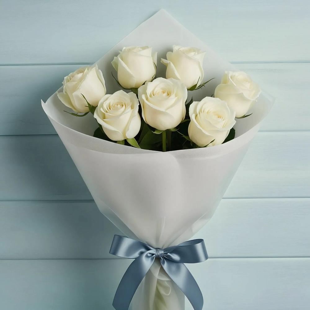 Букет 7 Белых роз Эдлесс Лав в Федоровском
