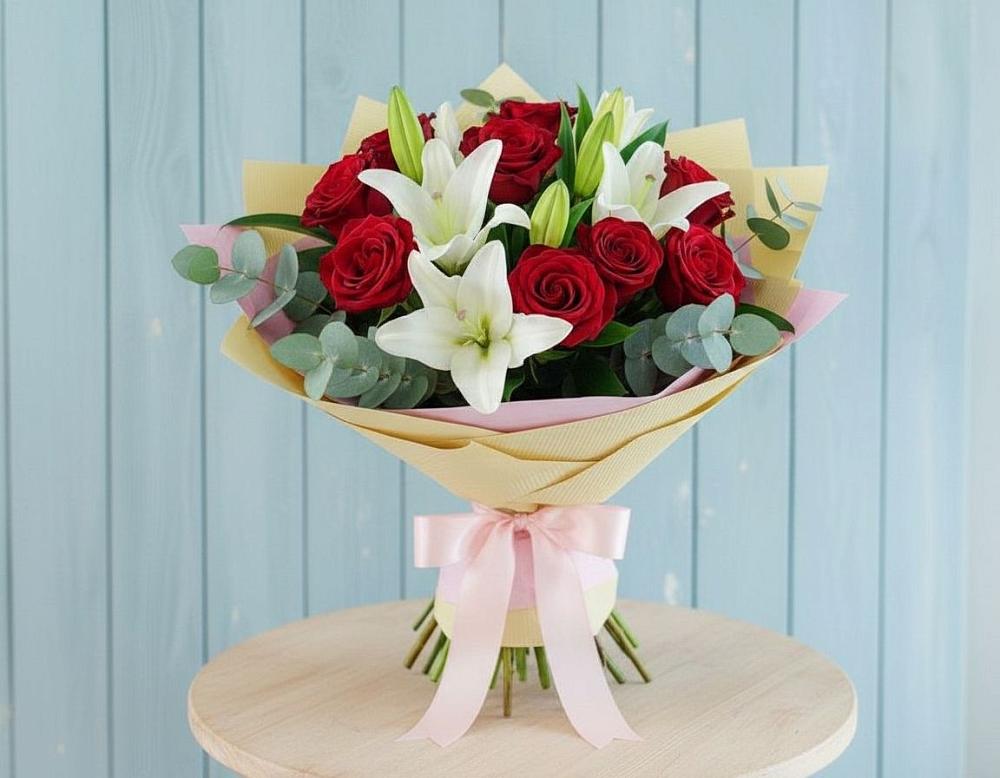 Букет цветов из: Лилии и Розы в Федоровском